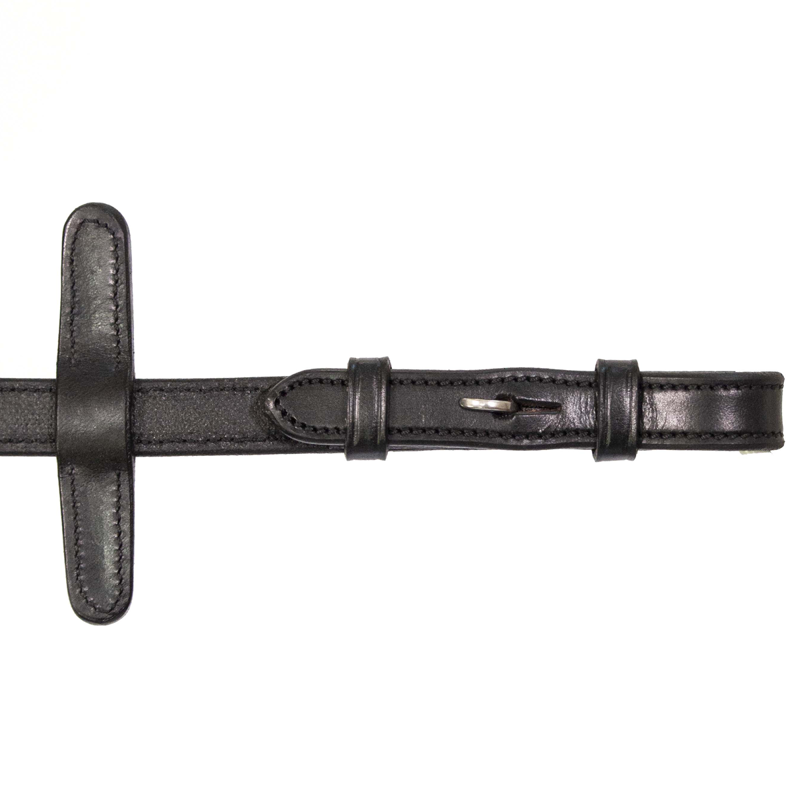 Henry James Smooth Eventer Hybrid Rubber Reins with Leather Stoppers - Black-1